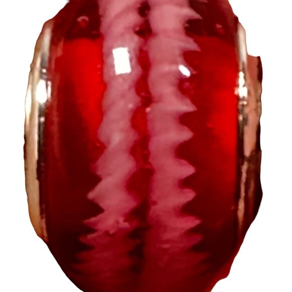 Red & Pink Glass Charm Bead With Zigzag Design For Bracelets - Picture 7 of 9